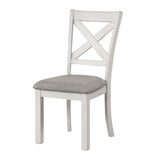 Dining Chairs With Cross Back, Cushion Seat (Set of 2) - White