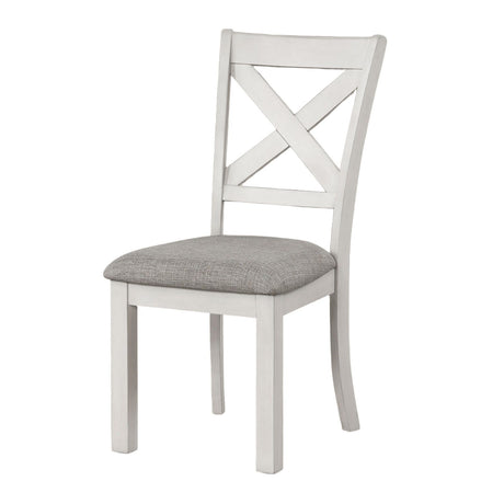 Dining Chairs With Cross Back, Cushion Seat (Set of 2) - White