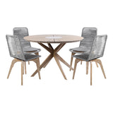Oasis And Island - Outdoor 5 Piece Light Eucalyptus And Concrete Dining Set
