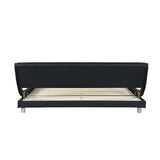 Queen Size Upholstered Platform Bed Frame With LED Lighting, Curve Design, Slat Support, No Box Spring Needed - Black