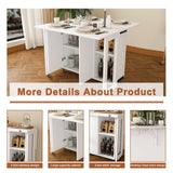 3 In 1 Foldable Side Table With 4 Storage Shelves
