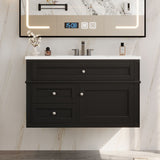 Modern Wall Mounted Floating Cabinet With Double Drawer And Sink