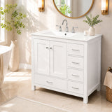 Bathroom Vanity With Sink Combo, 2 Soft Close Doors And 5 Drawers