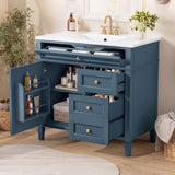 Bathroom Vanity With Sink, Rectangular Storage Cabinet & 2 Drawers And Tip Out Drawer