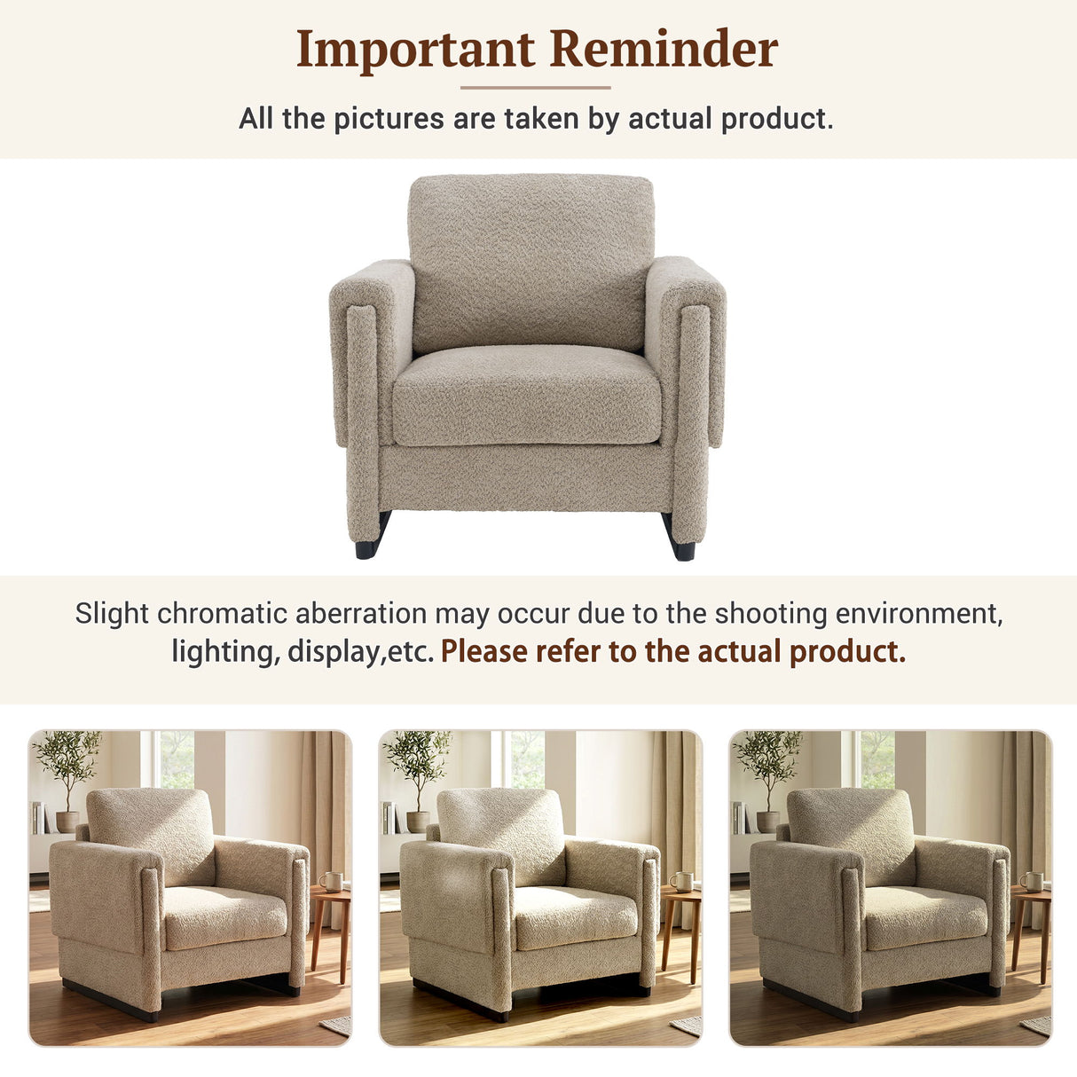 Upholstered Accent Armchair With Square Arm
