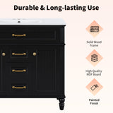 Bathroom Vanity With Sink, Flip-Out Top Drawer, Soft Close Doors, 2 Storage Drawers