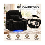 Power Recliner With Cup Holders And Ambient LED Lighting - Black