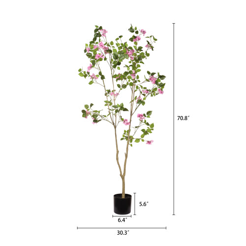 72" Artificial Bougainvillea Tree with Black Plastic Pot