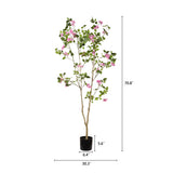 72" Artificial Bougainvillea Tree with Black Plastic Pot