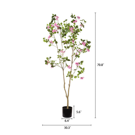72" Artificial Bougainvillea Tree with Black Plastic Pot