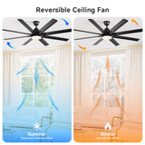 52" Smart Ceiling Fan With 8 Blades, Voice Remote Control, 6 Wind Speeds, LED Light - Black