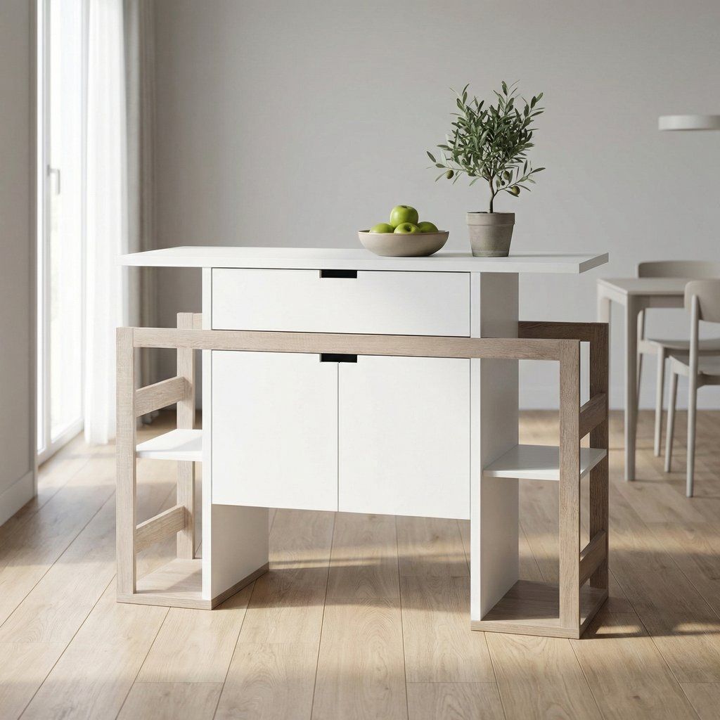 Kitchen Buffet Sideboard Organizing Cabinet with 4 Shelves in White