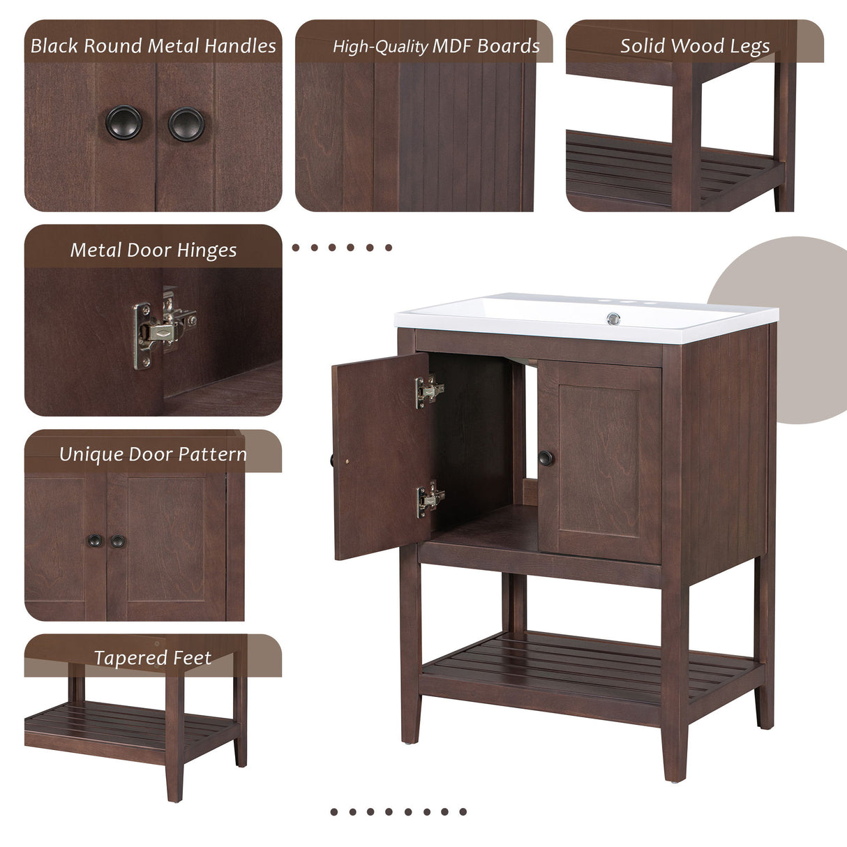 Modern Bathroom Vanity With Sink And Open Shelf