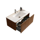 Etna - Striped Bathroom Vanity With Ceramic Sink, Wall Mounted Floating Bathroom Vanity For Modern Bathroom