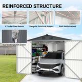 Outdoor Storage Shed Garden Building Metal Utility Tool House 239x91in Dark Gray