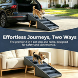 2 In 1 Dog Stairs For Bed And Couch, Foldable 6 Pet Steps - Gray