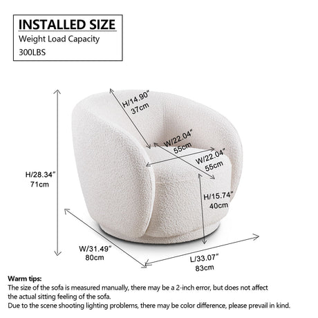 3 Piece Set Curved Sofa, Upholstered 3 Seater With Tight Curved Back For Living Room - White