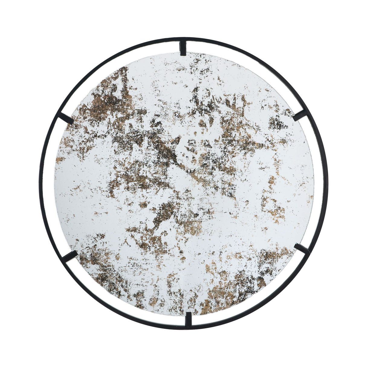 Theodor - Mirror With Industrial Design Round Mirror With Metal Frame For Wall Decor & Entryway Console Lean Against Wall - Black - Wall Mirrors - Alpine Outlets