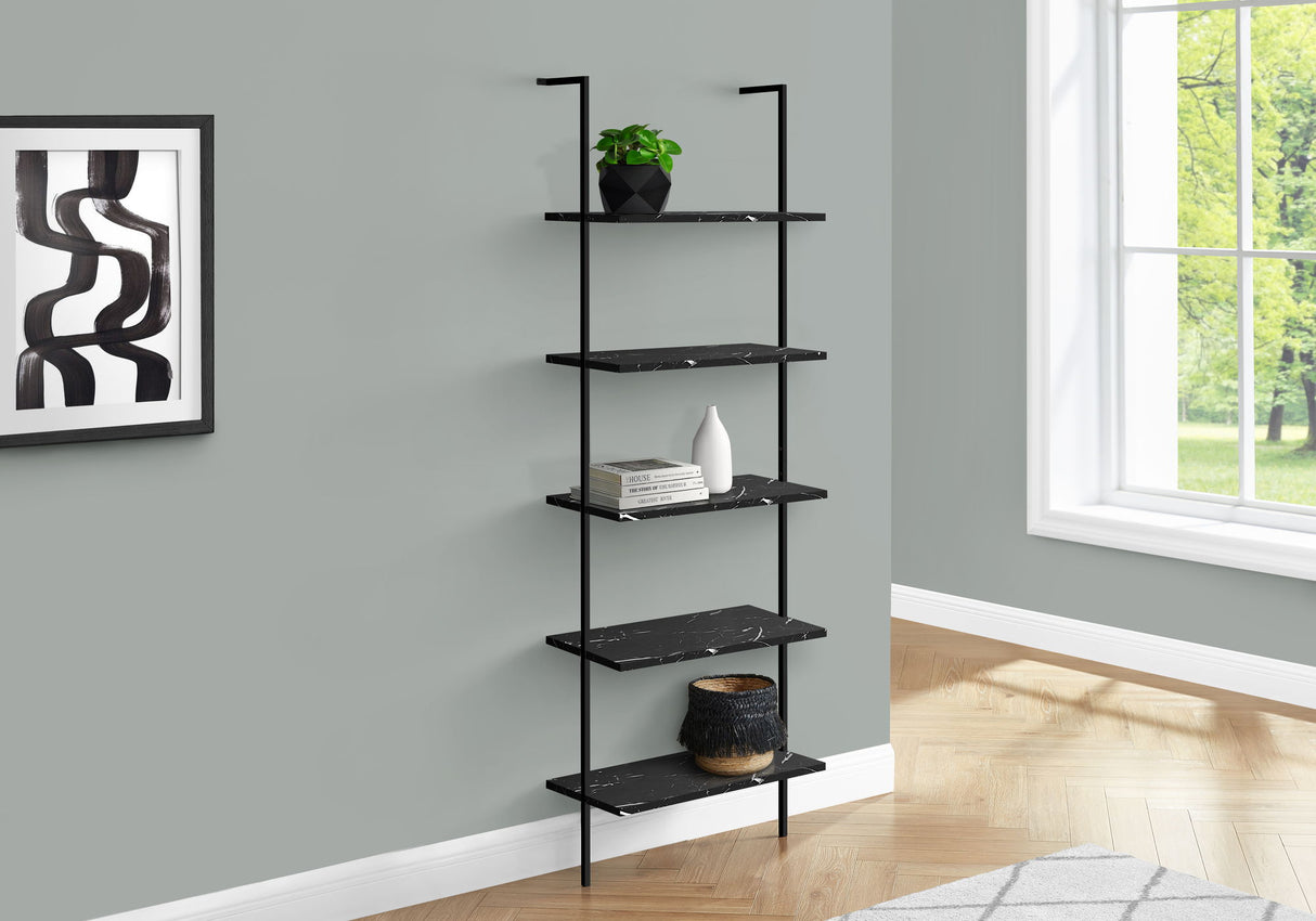 Bookshelf, Bookcase, Etagere, Ladder, 5 Tier, For Office, Marble Look Contemporary & Modern - Etageres - Alpine Outlets