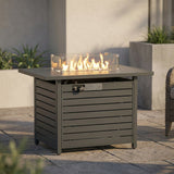 Propane Fire Pit Table Outdoor Heater Dual Function Steel 42x25in Gray