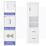 Freestanding Bathroom Storage Cabinet With Adjustable Shelves And Side Hooks Board, Rectangle Design