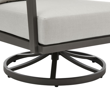 Avila - Outdoor 360-Swivel Rocker Chair With Woven Rattan Back Aluminum Frame And Cushions - Dark Bronze / Silver Ash