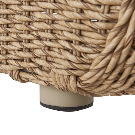 Pavilion - Rattan Outdoor Ottoman With Cushions - Boucle White / Natural