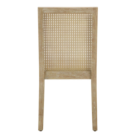 Dining Chair With Synthetic Cane Back And Upholstered Seat (Set of 2) - Natural