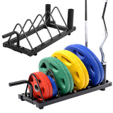 Costoffs Horizontal Barbell Bumper Plate Rack Strength Fitness Rack Plate Holder Standard Plate Weight Storage Rack with Handle and Wheels