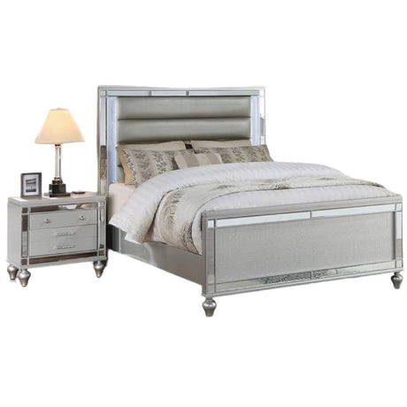 Bed With LED Lights, Tufted Headboard