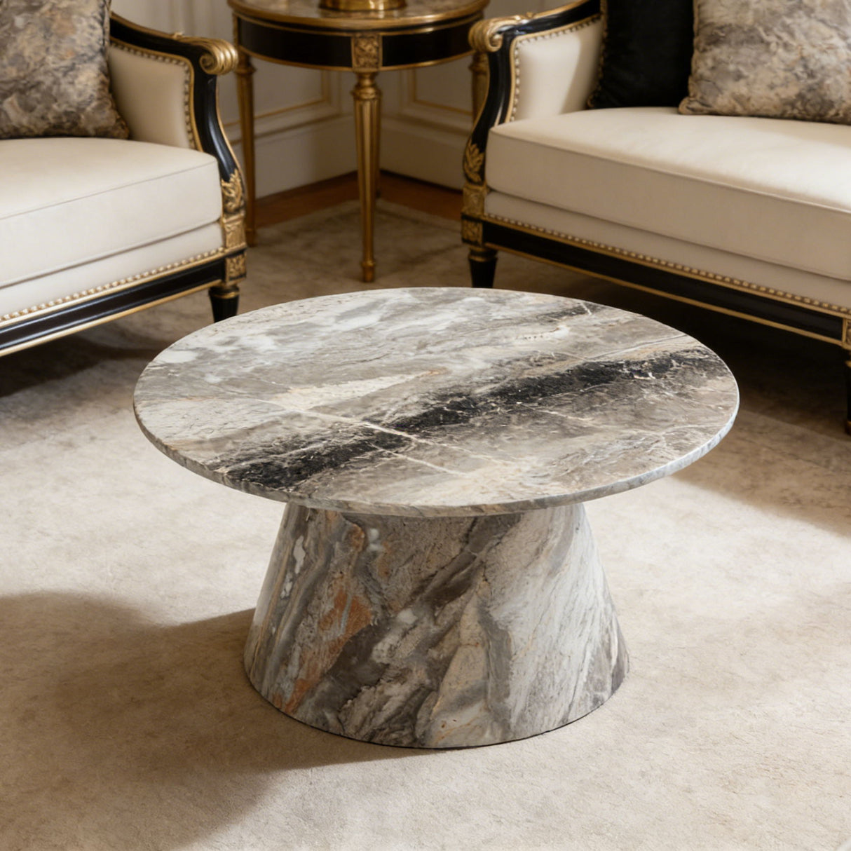 Circular Coffee Table With Adjustable Feet