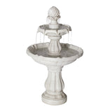 37.4"H 2-Tier White Polyresin Outdoor Water Fountain, Classic Pedestal Cascading Water Feature for Patio Garden Yard Decor