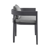 Menorca - Outdoor Patio 5-Piece Dining Table Set In Aluminum With Gray Cushions