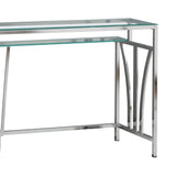 Celina - 72" Rectangle Tempered Glass Console Table - Shiny Nickel