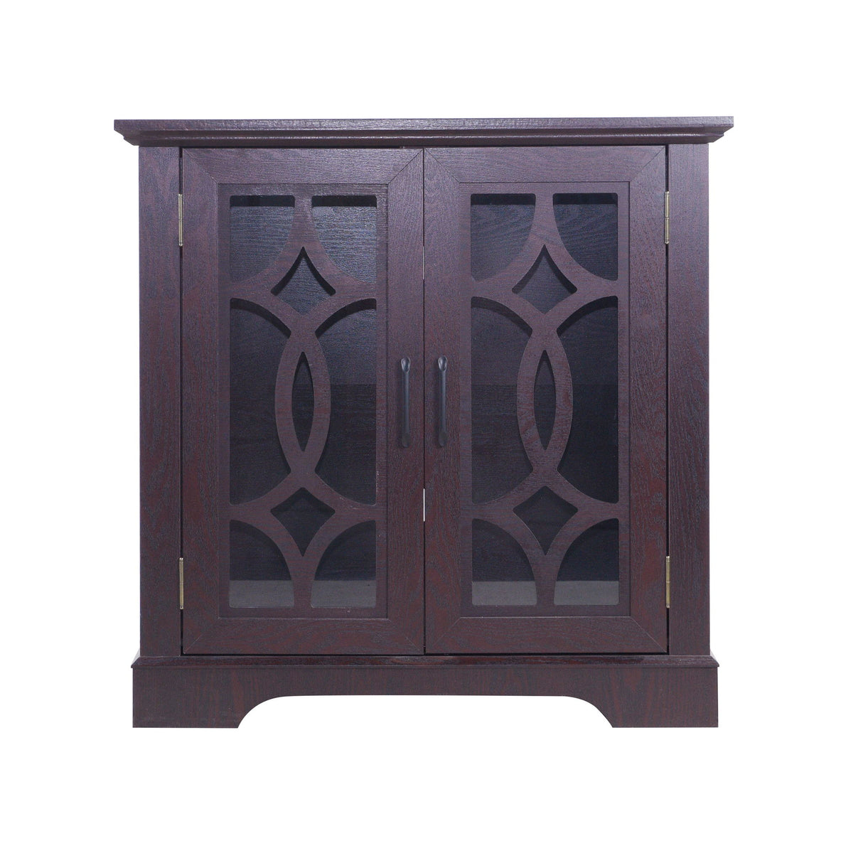 Modern Sideboard With Tempered Glass Doors - Ox Blood Red