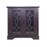 Modern Sideboard With Tempered Glass Doors - Ox Blood Red