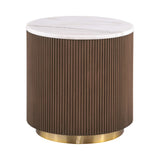 3 Piece Table Set Round Cocktail Table And 2 Round End Tables - Brown / Gold / White