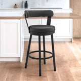 Bryant - 30" Bar Height Swivel Bar Stool - Black Finish And Black Faux Leather