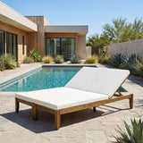Adjustable Outdoor Patio Lounge Chair 2 Seater Recliner - Beige / Natural