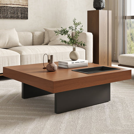 Square Floating Coffee Table For Living Room - Dark Walnut