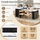 Extendable Dining Table With Folding Top, Rolling Kitchen Island With Drawers And Power Outlet