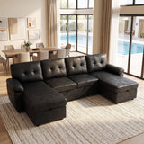 Convertible Sectional Sofa Bed With Pull Out Sleeper And Storage