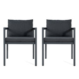 7 Piece Outdoor Dining Set With Table And 6 Chairs - Black / Gray / Teak