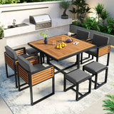 9-Pieces Acacia Wood Patio Dining Set