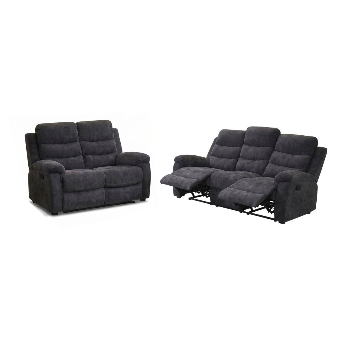 2 Piece Reclining Sofa Set, 3 Seat Sofa & 2 Seat Loveseat, 150° Recline - Dark Gray - Reclining Sofas & Loveseats available at Alpine Outlets in Denver
