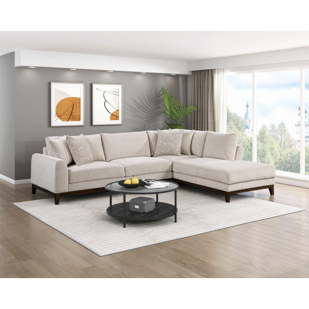 2 - Piece Sectional Taupe Chenille with Right Chaise - 🟢 Living Room Furniture available at Alpine Outlets in Denver