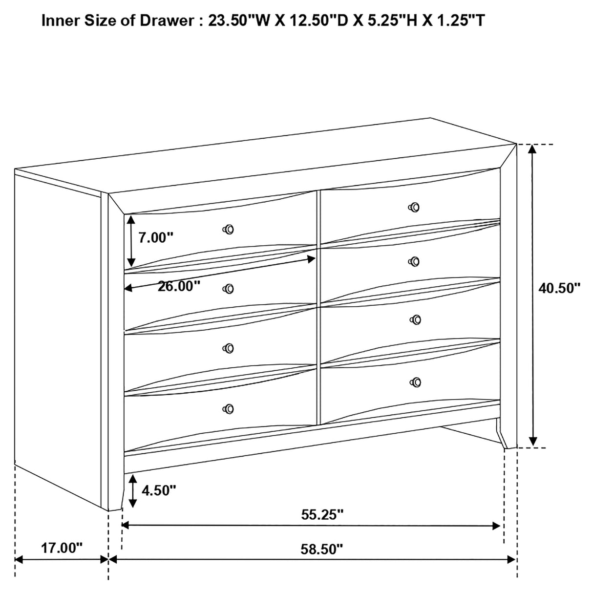 Briana 8-Drawer Dresser in Black
