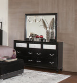Barzini 7-Drawer Dresser with Mirror in Black