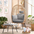 Outdoor Garden Wicker Egg Chair And Footstool Patio Chaise, With Cushions, Outdoor Indoor Basket Chair - Chair & Ottoman - Alpine Outlets