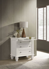 Sandy Beach 3-Drawer Nightstand in Cream White